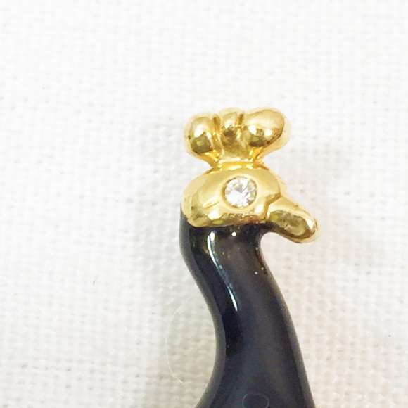 Peacock Black Enameled Brooch - Picture 2 of 4